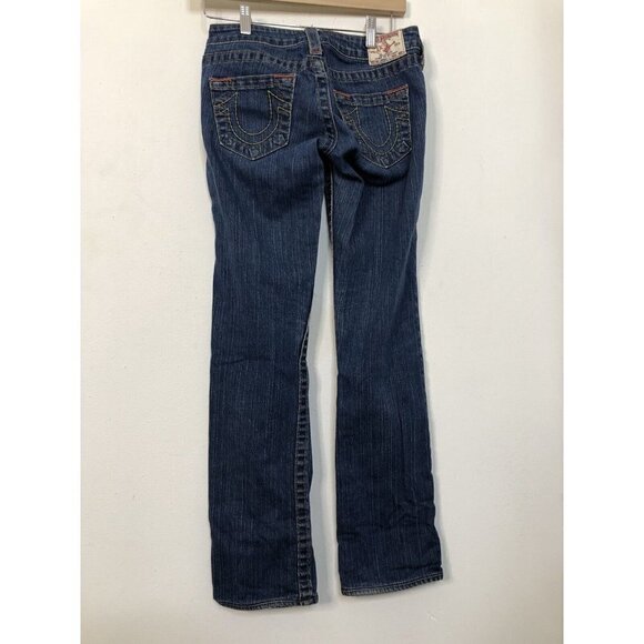 True Religion World Tour Johnny Womens 26x30 Blue Denim Jeans Straight Leg - Picture 3 of 8